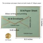 Elegant 50-Pack Sage Green Stationery Set
