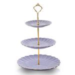 Purple 3-Tier Ceramic Cake Stand for Teas