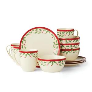 Lenox 12-Piece Christmas Dinnerware Set in Red & Green