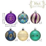 Peacock Blue & Purple Christmas Ornaments - Elegant Holiday Décor Set