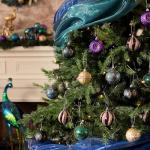 Peacock Blue & Purple Christmas Ornaments - Elegant Holiday Décor Set