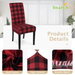 Festive Black/Red Plaid Chair Covers Set of 4