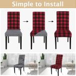 Festive Black/Red Plaid Chair Covers Set of 4