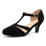 Vintage Black Velvet T-Strap Mary Jane Pumps