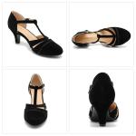 Vintage Black Velvet T-Strap Mary Jane Pumps