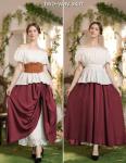 Dark Red High-Waisted Maxi Skirt for Women
