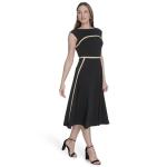 Black and Sand Midi Dress for Women