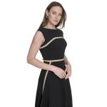 Black and Sand Midi Dress for Women