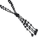 1920s Charcoal Black Beaded Lariat Necklace