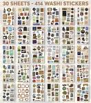Vintage Washi Stickers and Scrapbook Paper Set
