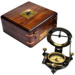 Antique Brass Sundial Compass in Wooden Box | J.J.Hicks London