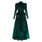 Victorian Green Dress with Puff Sleeves
