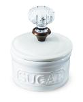 White Sugar Bowl with Door Knob Design