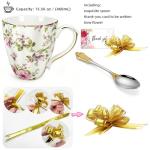 Vintage-Style Floral Bone China Mug Set with Spoon