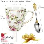 Vintage-Style Floral Bone China Mug Set with Spoon