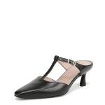 Black Leather Gem Pumps for Women