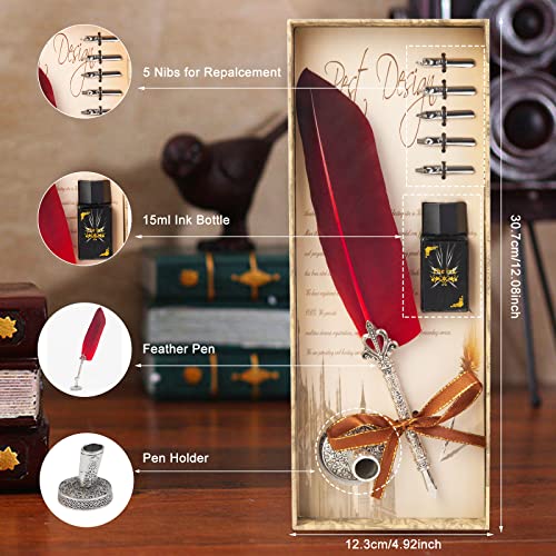 VABNEER Retro Feather Pen - Bright Red