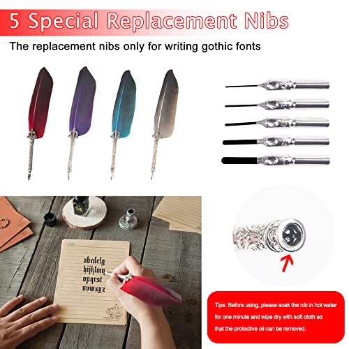 VABNEER Retro Feather Pen - Bright Red