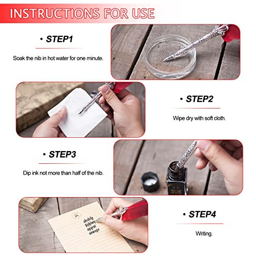 VABNEER Retro Feather Pen - Bright Red