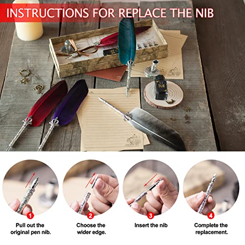 VABNEER Retro Feather Pen - Bright Red