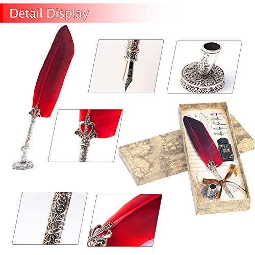 VABNEER Retro Feather Pen - Bright Red