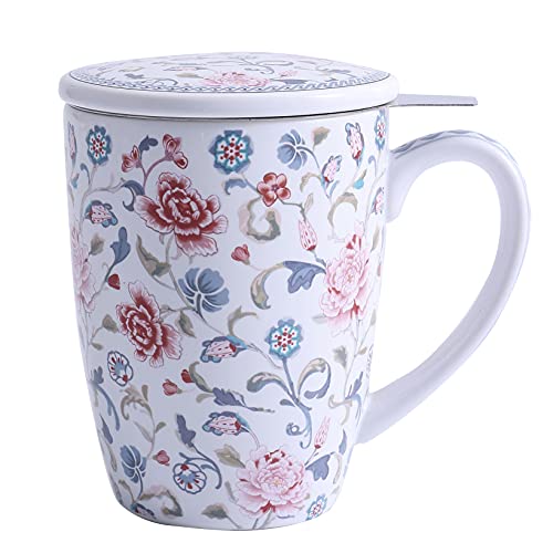 Peony Garden 12oz Tea Mug with Infuser