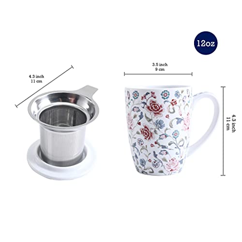 Peony Garden 12oz Tea Mug with Infuser