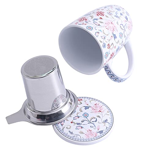 Peony Garden 12oz Tea Mug with Infuser