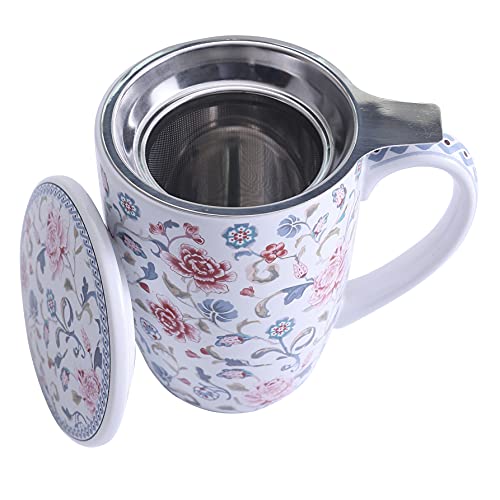 Peony Garden 12oz Tea Mug with Infuser