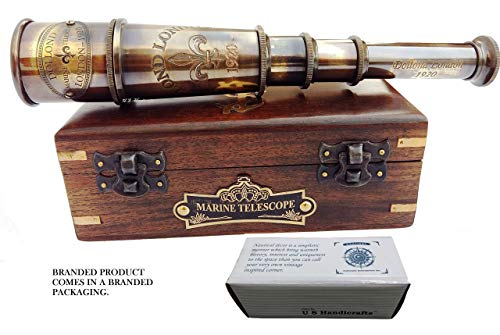 Vintage Marine Spyglass Telescope in Branded Wooden Box | Classic Historia
