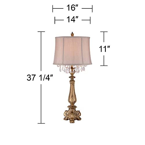 Elegant French Country Console Table Lamp - Antique Gold