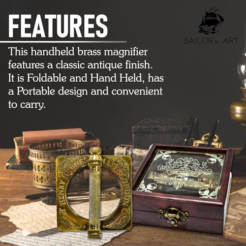 Sailor's Art Antique Brass Sherlock Holmes Magnifying Glass | Classic Historia