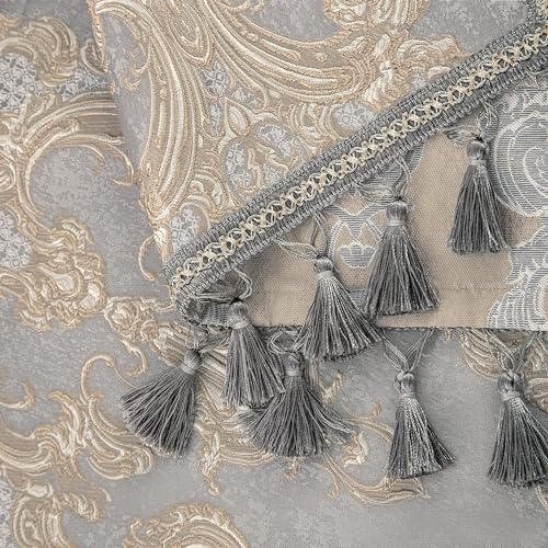 Elegant Damask Chenille Sofa Cover with Tassels 