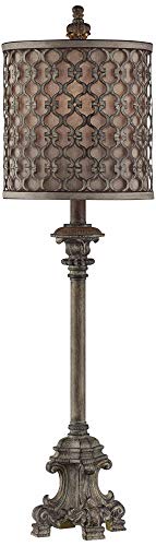 Beige Scroll Metal Buffet Table Lamp