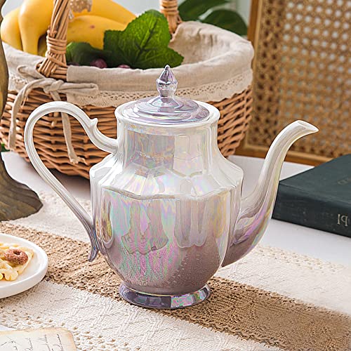 Purple Ceramic Teapot: 37 Oz, Perfect for Tea 