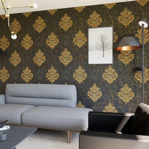 Black/Gold 3D Wallpaper for Stylish Rooms