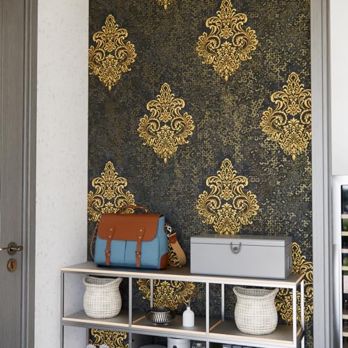 Black/Gold 3D Wallpaper for Stylish Rooms