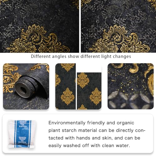 Black/Gold 3D Wallpaper for Stylish Rooms