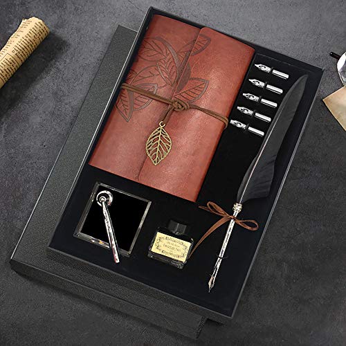 Antique Feather Quill Pen Calligraphy Set, Black Gift Box | Classic Historia