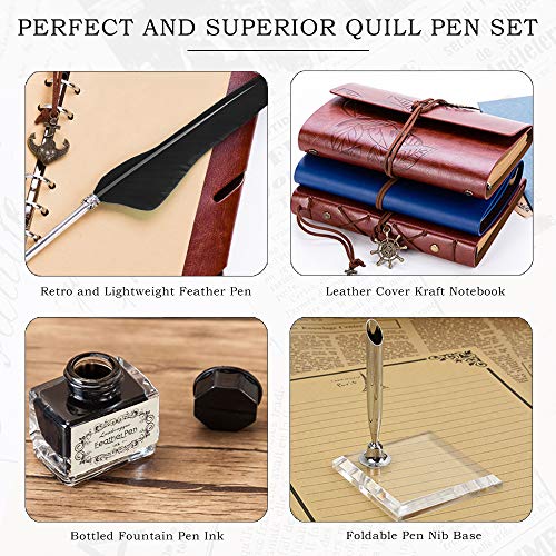 Antique Feather Quill Pen Calligraphy Set, Black Gift Box | Classic Historia
