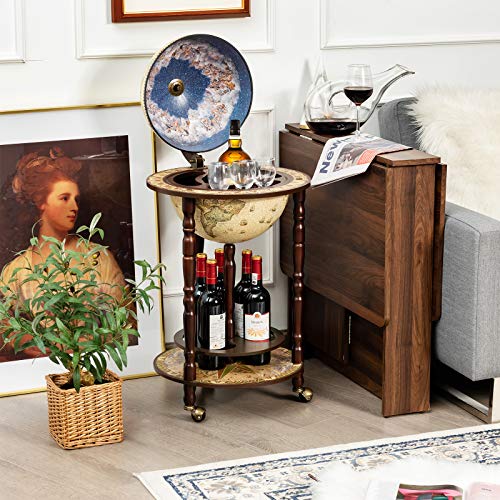 Vintage Globe Bar Cart with Wheels 