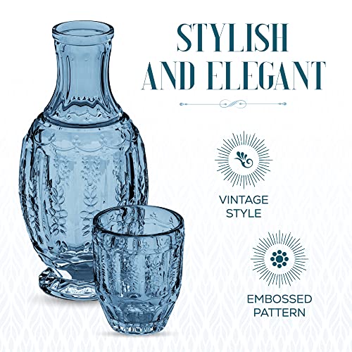Elle Decor Vintage Bedside Water Carafe Set Blue | Classic Historia