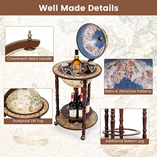 Vintage Globe Bar Cart with Wheels 