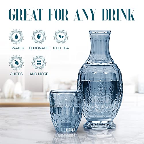 Elle Decor Vintage Bedside Water Carafe Set Blue | Classic Historia