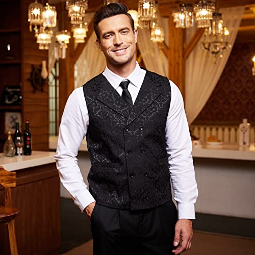 COOFANDY Men's Steampunk Victorian Slim Fit Floral Vest 