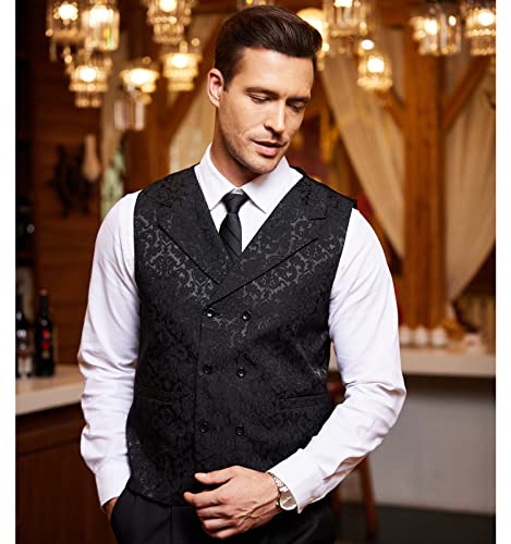 COOFANDY Men's Steampunk Victorian Slim Fit Floral Vest 