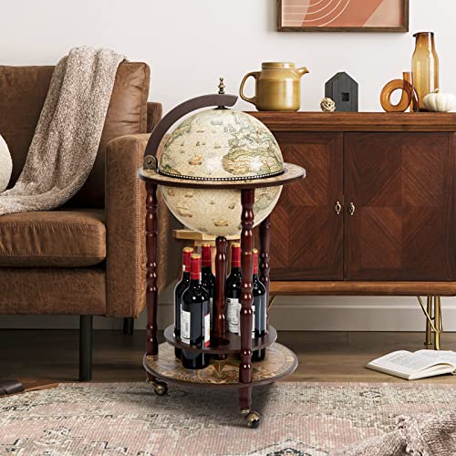 Vintage Globe Bar Cart with Wheels 