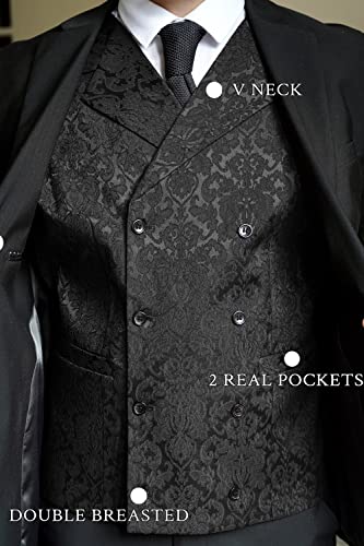 COOFANDY Men's Steampunk Victorian Slim Fit Floral Vest 