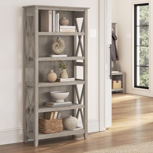 Key West Tall 5-Shelf Bookcase - Washed Gray