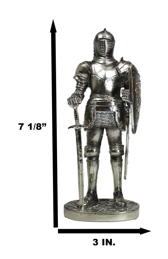 Ebros 7 Sir Geoffrey Knight Statue with Lion Shield | Classic Historia